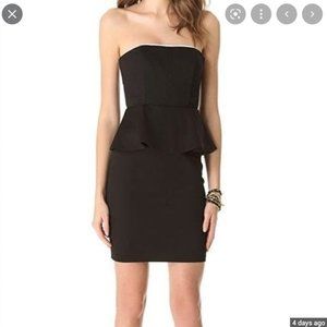 Alice + Olivia Strapless Black peplum Mini Dress